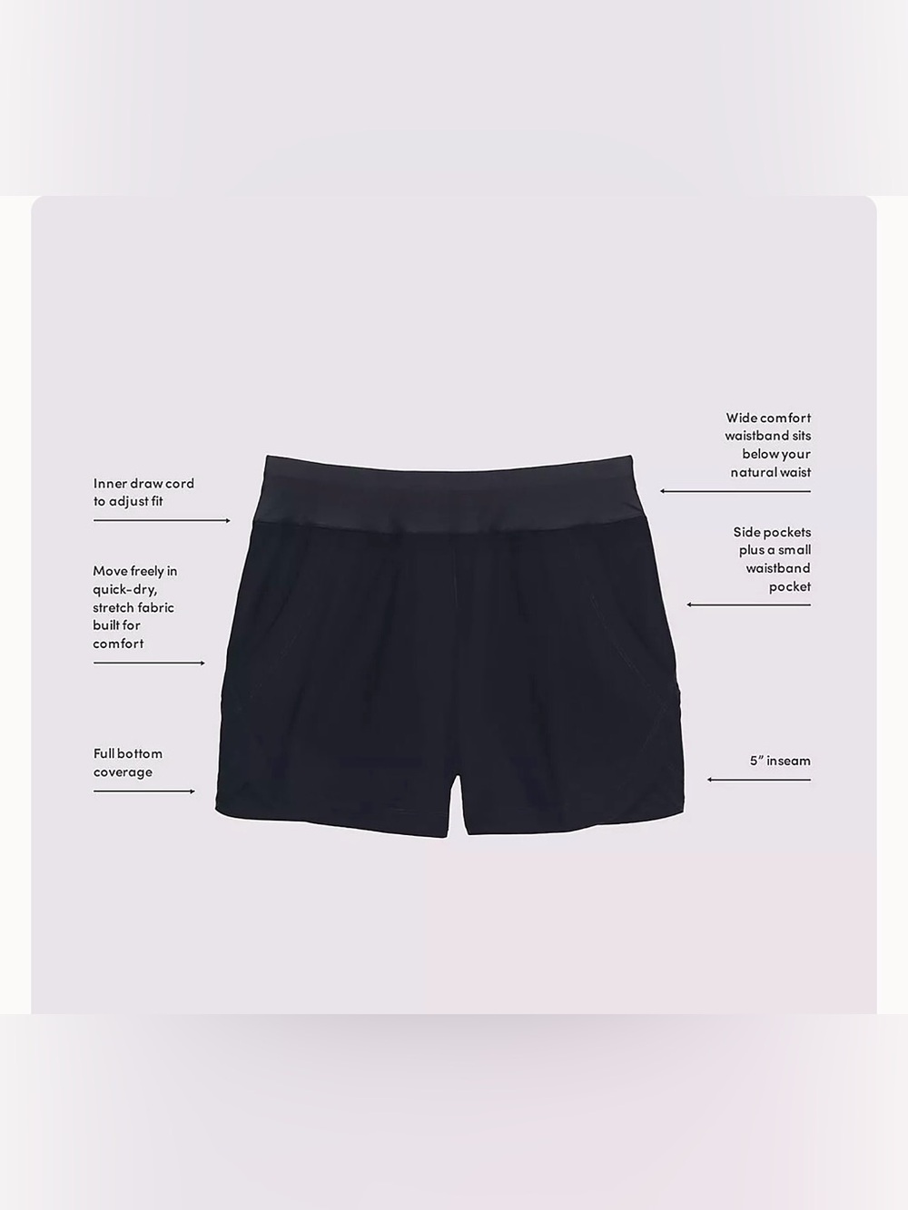 Lands' End Women’s Purple Swim Board Shorts with Panty and Side Pockets.  S-14 - Picture 6 of 8